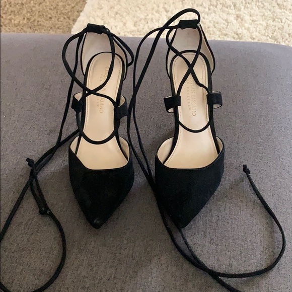 Christian Siriano Shoes - Black Lace Up Pointed Heels Dressy Career Office